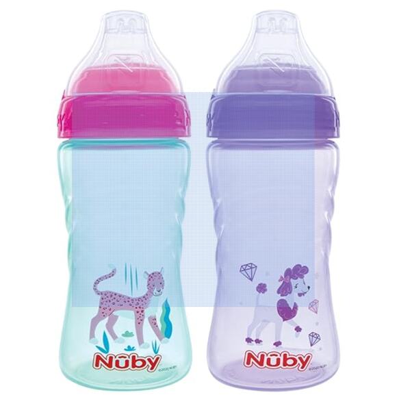 Nuby 2 Pack No Spill Printed Thirsty Kids No-Spill Sip-it Sport Cup - Picture 1 of 4